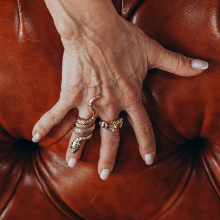 Ring "Snake" ribbed, color gold, dimensionless-1