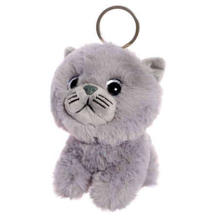Soft toy "kitten", with a ring, gray color, 11 cm