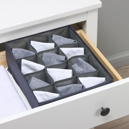 Organizer for linen 12 cells LadOM, 32x24x12 cm, graphite color-9