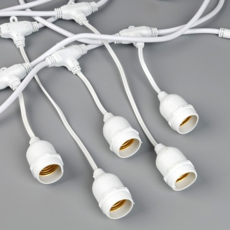 Girlyand "Retro BelT-Life" with overhangs 10 and 20 cm, 10 m, IP54, UMS, 2W, white thread, step 50 cm, E27 (without lamps), 220 V-4