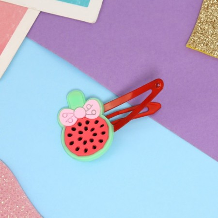 Shirley hair set (2 elastic bands 5 cm, 4 invisibility 5.5 cm) ice cream, red-2
