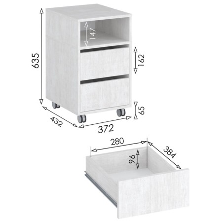 Mobile cabinet, 372 × 432 × 635 mm, color milk-4