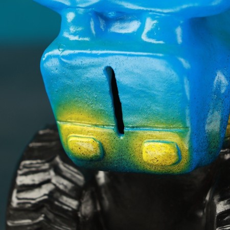 Piggy bank "Machine in the cap" Blue, 15cm-4