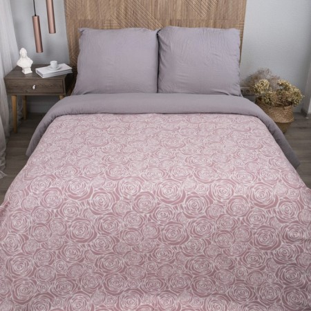 Fleet blanket "Roses", size 150x200 cm, color dusty rose