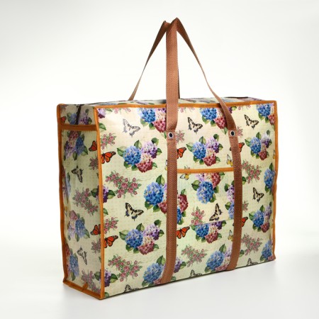 Household bag without fastening, beige color