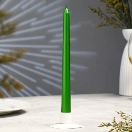 Antique candle, 2.3x 25 cm, varnished, green metallic