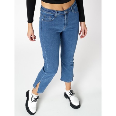 Women's cool jeans with a high -waist of blue, size 44-5