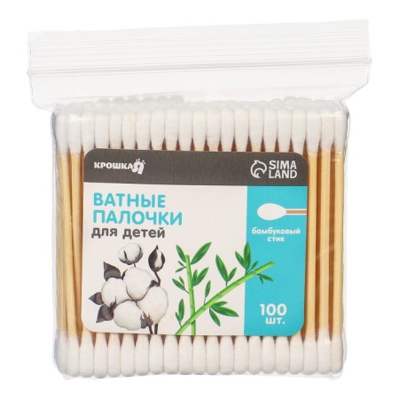 Cotton sticks, package 100 pcs., Tip - classic, cotton/bamboo (stick)-3