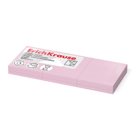 Block with a sticky edge paper 40x50 mm, Erichkrause, 300 sheets, pink