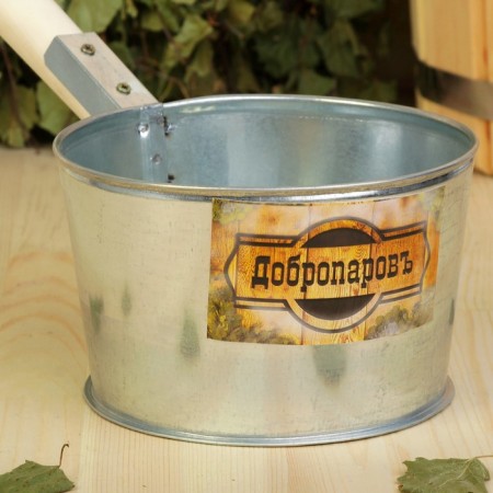 Bath for a bath made of galvanized steel, 1.2l, 45 cm, with a wooden pen, "Dobroparov"-1