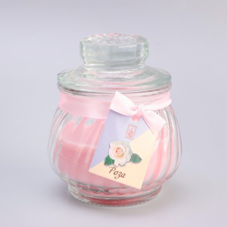 Aromatic “pot” candle 9x7.5cm, rose-5