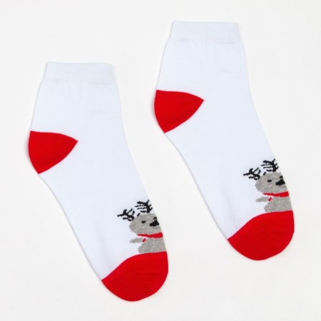 Women's socks "Deer" color white/red, size 23-25-1