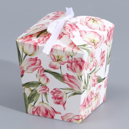 Bonbonniere box, gift packaging, “flowers”, 7.5 x 8 x 7.5 cm-1