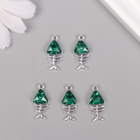 Decor for creativity Metal "Skeleton Pisces" silver, green 1.9x0.9x0.5 cm-2