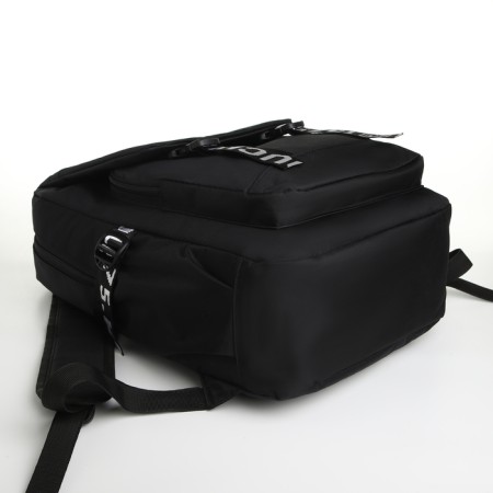 A backpack with a zipper, 2 external pockets, black color-2