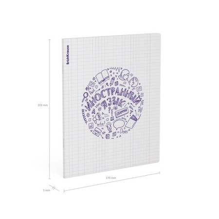 Subject notebook, 48 sheets, cage, foreign language Erichkrause "Chaos", plastic cover silk-screen cover, OFSET BELICE 100%, info block-6