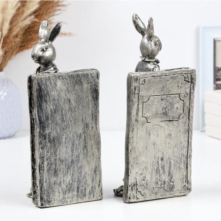 Holder - stand for the books "Stylish Hares" set 2pcs, silver, 27cm-4