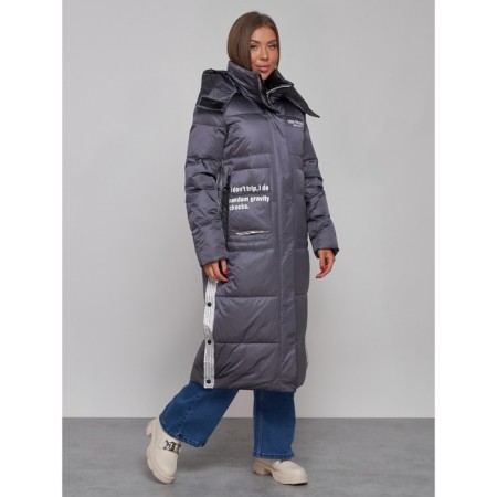 Coat insulated winter female, size 44, dark purple color-2