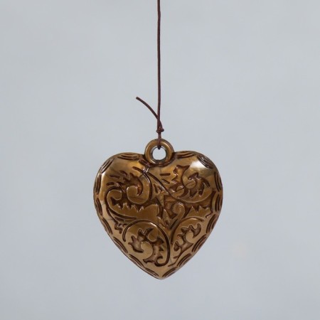 Wind Music Metal "heart with a rose in a circle" 3 bells 1 figure 40 cm-3