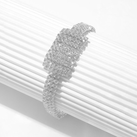 Bracelet with rhinestones "Bright" rectangle, white color in silver, 18 size-2