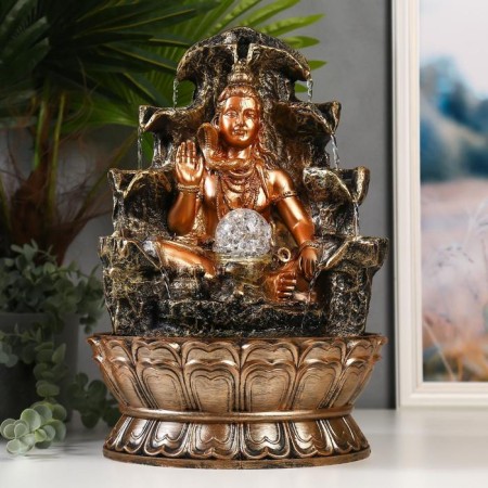 The desktop fountain from the network, the shiva backlight at the cliff with a waterfall "42x28x28 cm