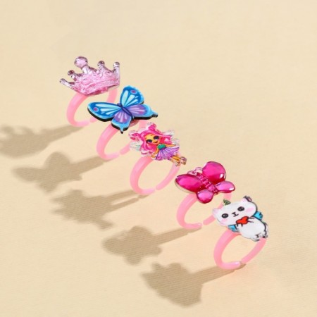 Children's ring, Set "Cute Lady", 5 pcs, D = 1.8 cm.