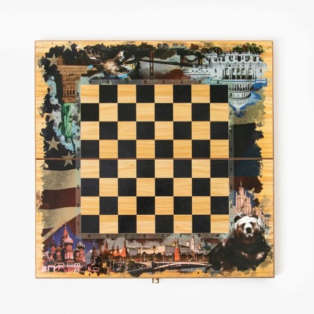 Board game 3 in 1 "Russia and America": chess, checkers, backgammon, wood, 50 x 50 cm-4