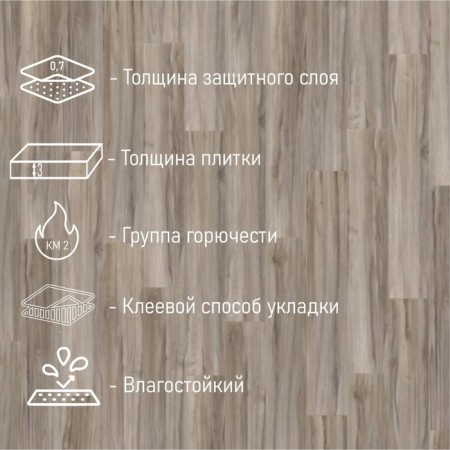 PVC tile Tarkett Lounge Acoustic, 914 × 152, thickness 3 mm, 2.09 m2-1