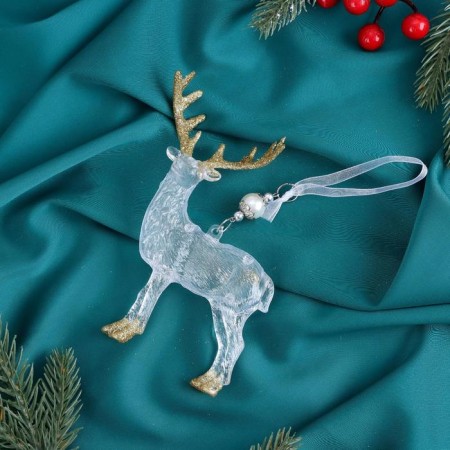 Decoration Christmas tree "Elk horn shine" 12x14.5 cm, transparent-gold