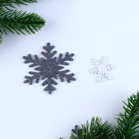 Decor "Snowflakes" set 12 pcs., Silver-1