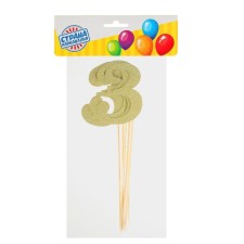 Topper in the “3” cake, set 6 pcs., Mix color