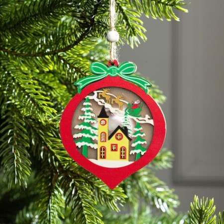 Christmas tree toy "New Year's ball", from batteries, glow of warm white-1