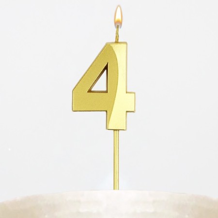 Candle figure for the cake "4", gold, 2.5 x 8 cm.-6