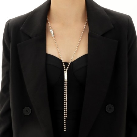 The necklace "thread" rectangles, the color is white in gold, 70 cm-2