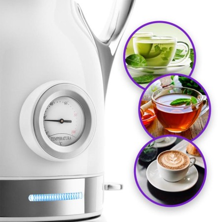 Electric kettle KitFort KT-694-1, Metal, 1.7 L, 2200 W, Auto Completion, White-1