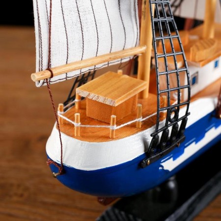 The ship souvenir medium “Corsica”, the sides are blue with a white strip, white sails, 43x8.5x37 cm-5