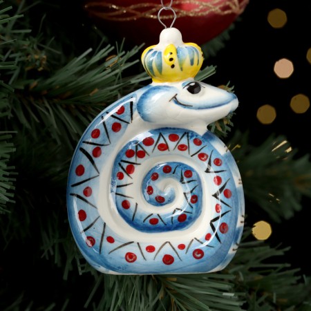 Christmas porcelain toy "snake", fastening loop, 9 cm-1
