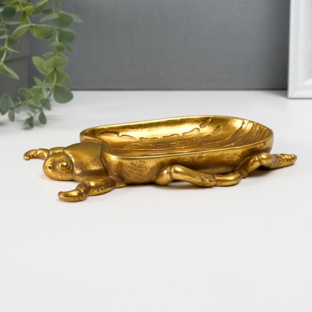 Standing interior polystone "Scarabi beetle" gold 19.5x14.5x2.5 cm-3