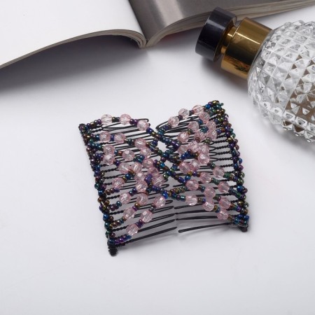 Hair clip "grid" balls of the face, 9.5 cm, pink-black
