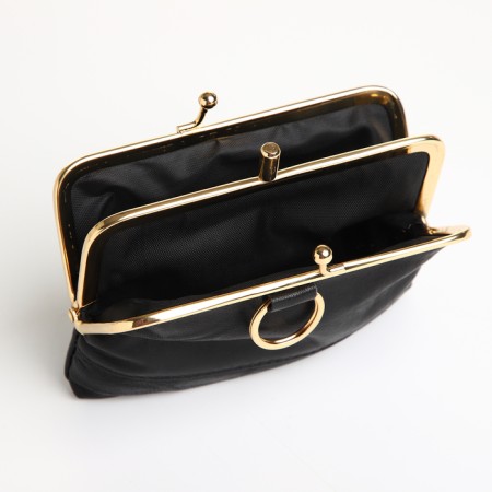 Cosmetic bag on farmar, 2 departments, black color-2