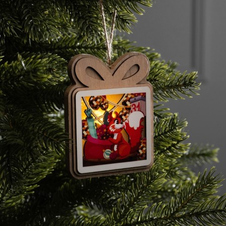 Sveta suspension "Squirrel with gifts", 11x9 cm, lr41x3 (in the set), glow warm white