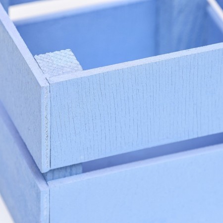 Kashpo wooden, two-strip, pale blue, 11 x 11 x 9 cm-2