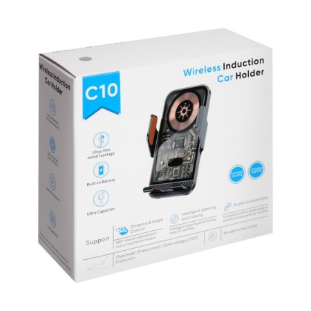 A car holder for the phone C10, wireless charging, auto -zero, 15 W, gray-8