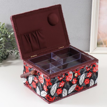 Casket for needlework "Poinsettia on black" 19x26x14.5 cm-2