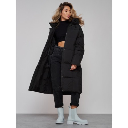 Coat insulated winter female, size 42, black color-19