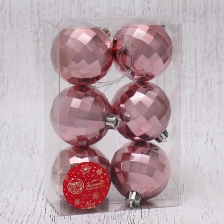 Set of balls plastic D-6 cm, 6 pcs "Disco Days" pink-1