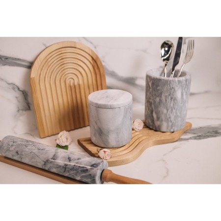 Bank for bulk products Magistro Aleo, Marble, 400 ml, D = 10.5 cm, color gray color-8
