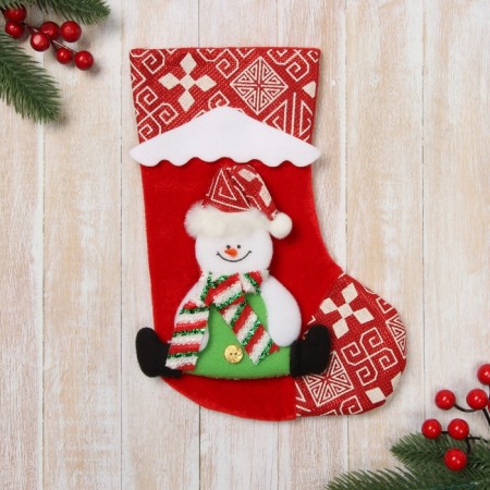 Nosok for gifts "Snow House" Snowman, 18.5x26 cm, red-1