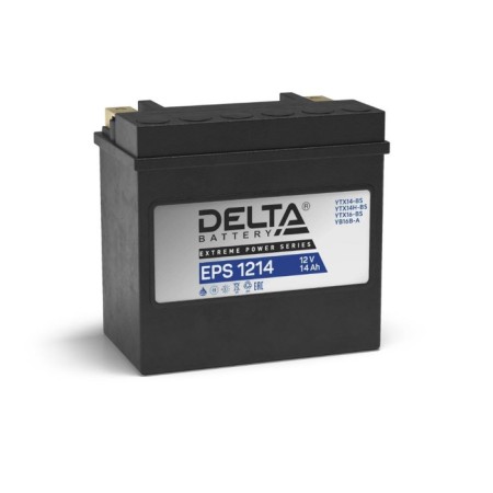 The Delta EPS 1214 battery (YTX14-BS, YTX14H-BS) 12 V, 14 Ah straight (+-)