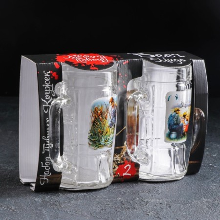 A set of beers for beer "Okhota-fish", 330 ml, 2 pcs, drawing mix-5